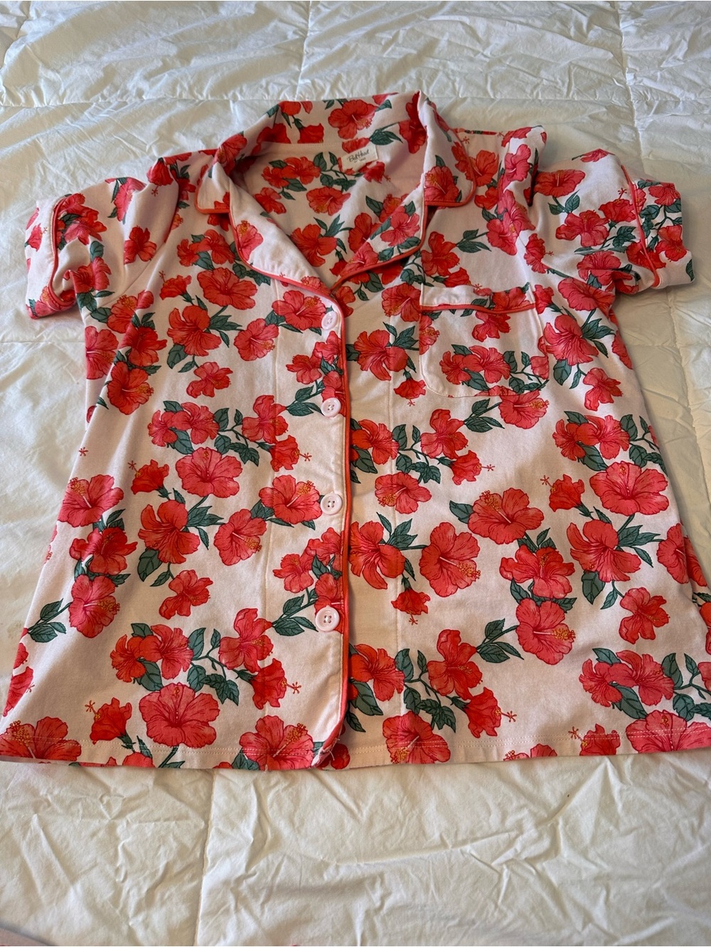 Pink Floral Button-Up Pyjamas Size Medium